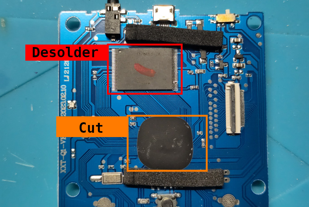 Desolder main Flash and cut out ASIC